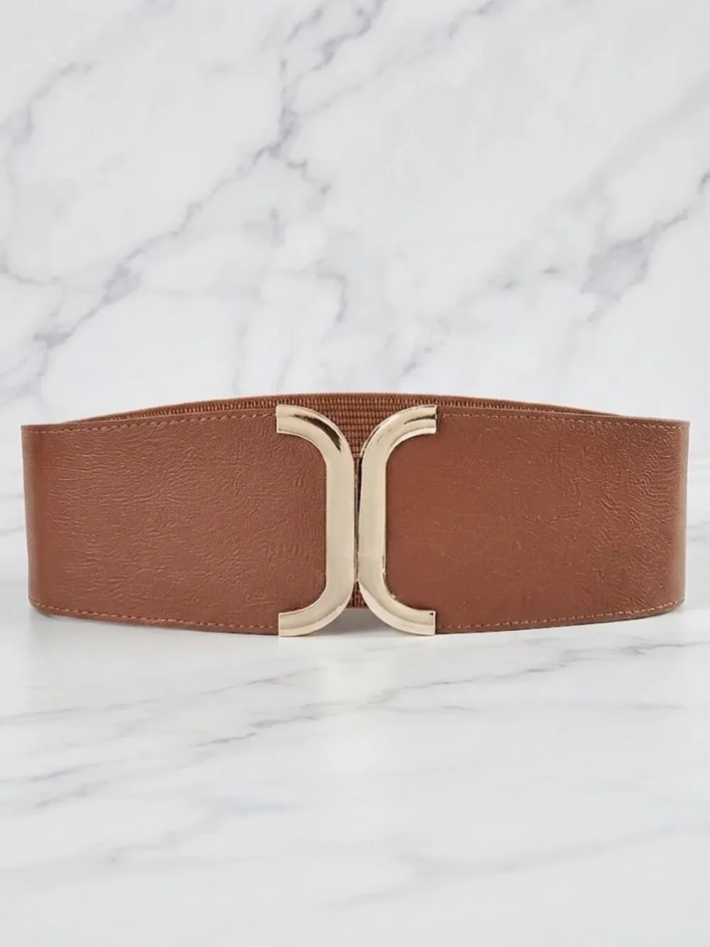 Ladies Brown Oversized Stretch Belt - 33.5 Inches